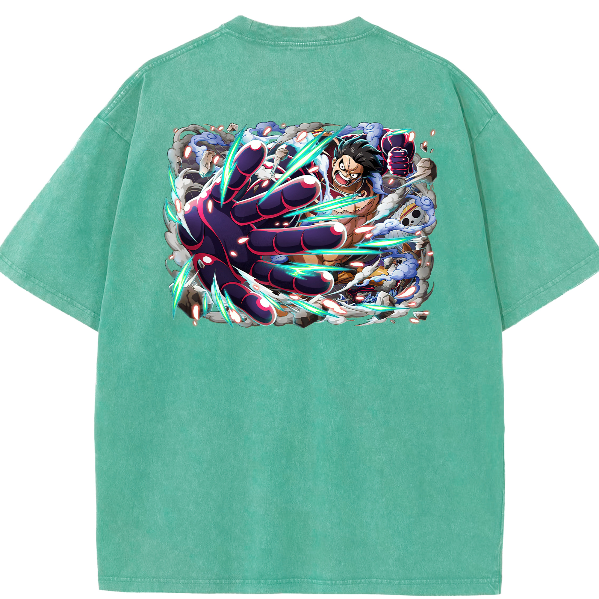 ワンピース モンキー・D・ルフィ ONE PIECE Monkey D. Luffy 綿100% ヴィンテージ風 半袖Tシャツ（背面プリント）
